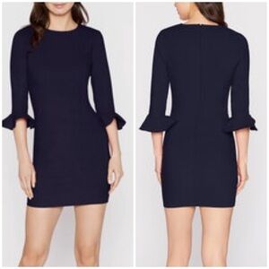 New Likely Bedford Navy Blue Three Quarter Sleeve Mini Bodycon Dress Sz 0